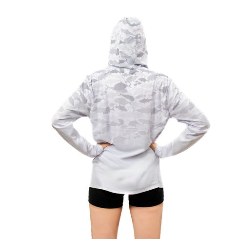 CAMISETA DE PESCA DAMA GRIS
