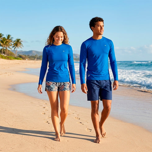 RASHGUARD COLOR SOLIDO AZUL DAMA